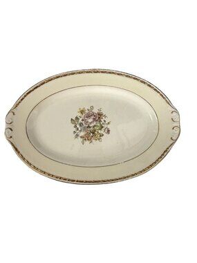 Homer Laughlin Georgian Eggshell Floral Oval Vegetable Bowl Serving Dish 9.5"x6"